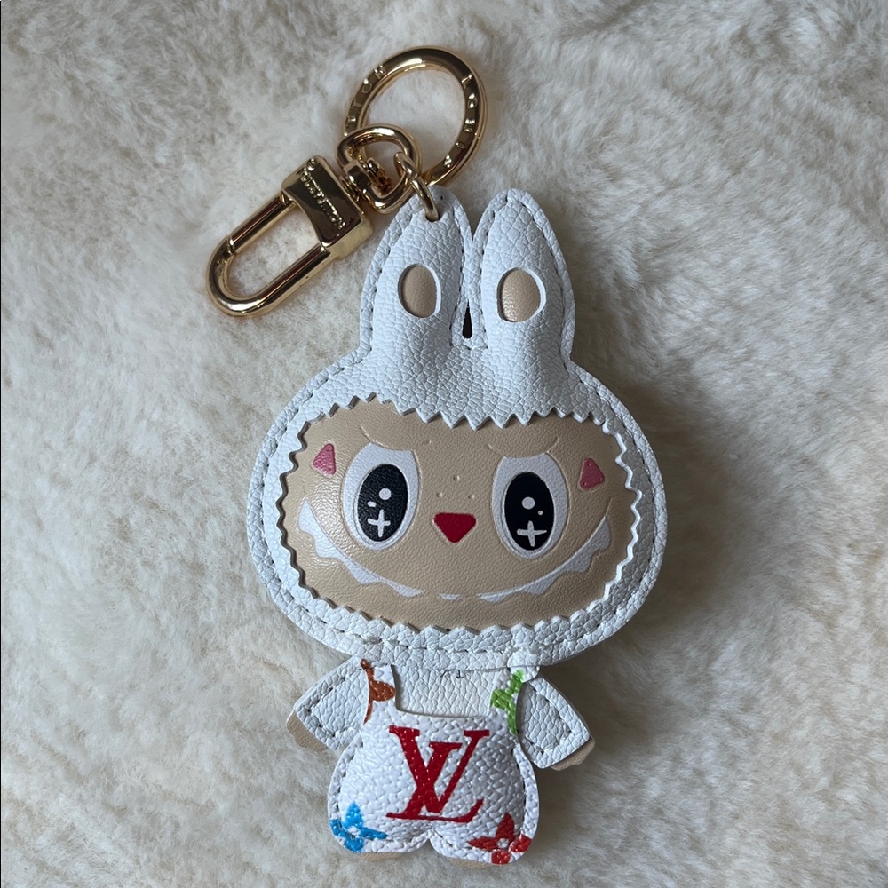 Designer Inspired Multicolor Monogram Labubu Bunny Key Charm